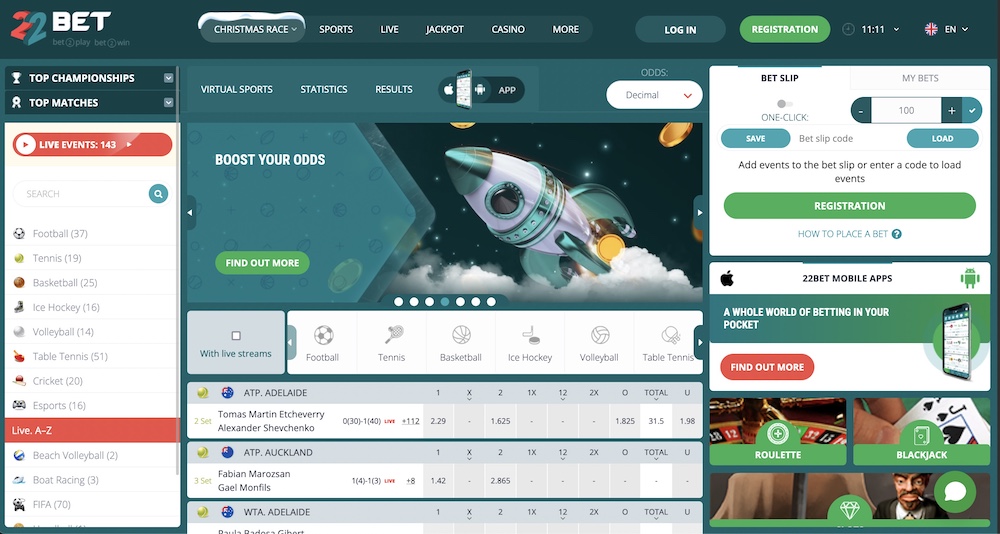 22bet main page